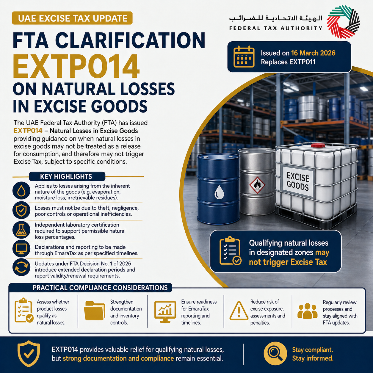 UAE Excise Tax Update: FTA Clarification EXTP014 on Natural Losses in Excise Goods