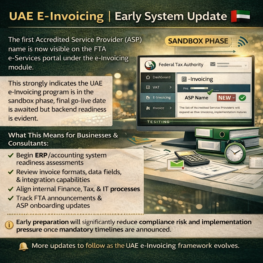 UAE E-Invoicing Early System Update | FTA ASP Now Visible