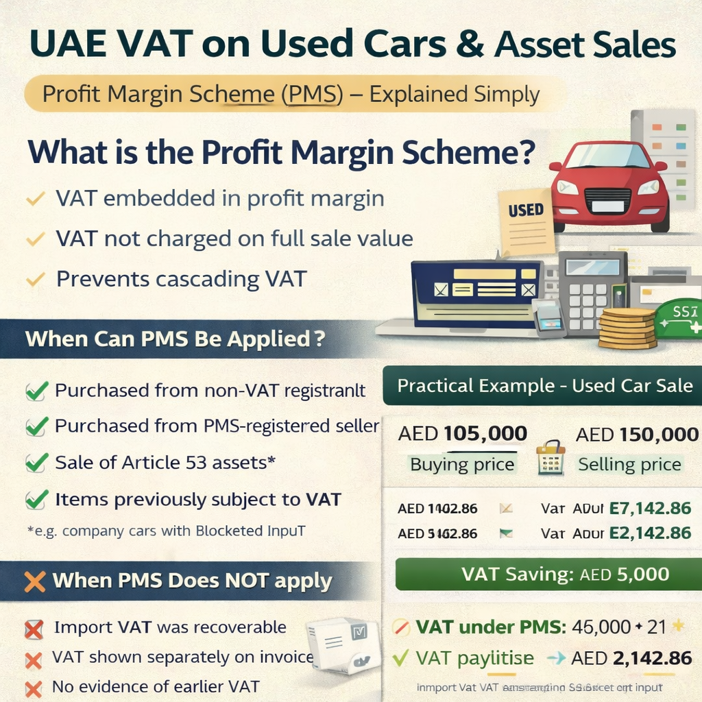 UAE VAT on Used Cars & Asset Sales | Profit Margin Scheme Explained