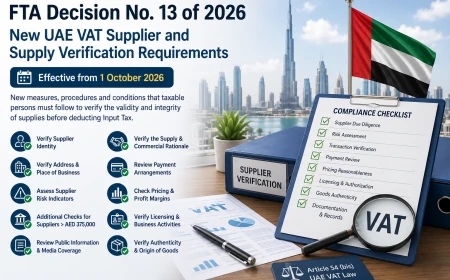 FTA Decision No. 13 of 2026: New UAE VAT Supplier and Supply Verification Requirements from 1 October 2026