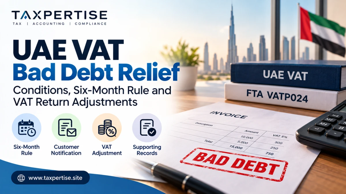 UAE VAT Bad Debt Relief: Conditions, Six-Month Rule and VAT Return Adjustments