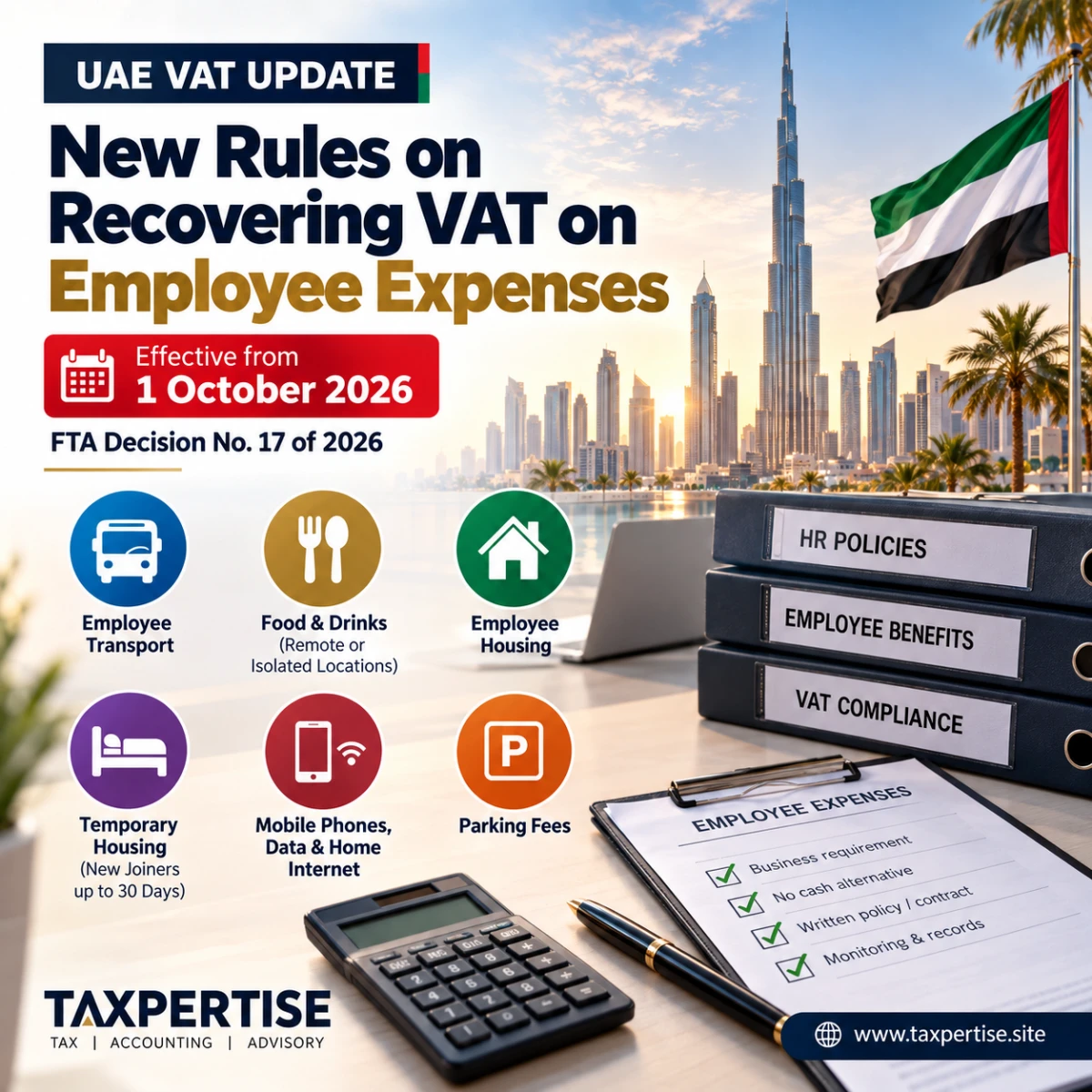 UAE VAT Update: New Rules on Recovering VAT on Employee Expenses from 1 October 2026